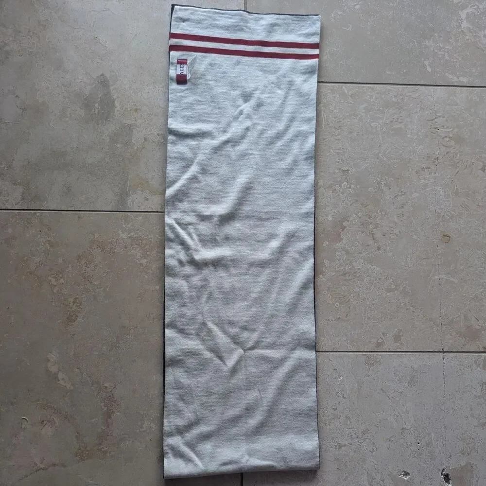 Bally Red and Cream Made in Italy Extra-fine Merino Wool Scarf Vintage